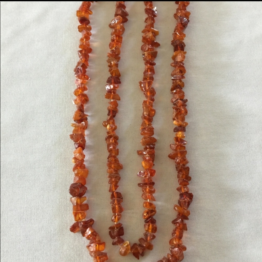 GENUINE RAW AMBER NECKLACE 36" long